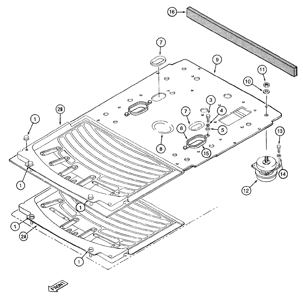 Схема запчастей Case 9050B - (9-072) - CAB FLOOR AND MOUNTING (09) - CHASSIS/ATTACHMENTS