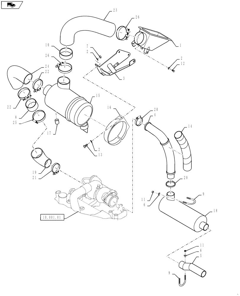 Схема запчастей Case DV207 - (10.254.01) - AIR INTAKE EXHAUST (10) - ENGINE