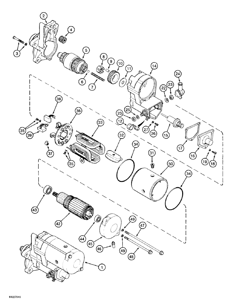 Схема запчастей Case 9020B - (4-004) - STARTER ASSEMBLY (04) - ELECTRICAL SYSTEMS