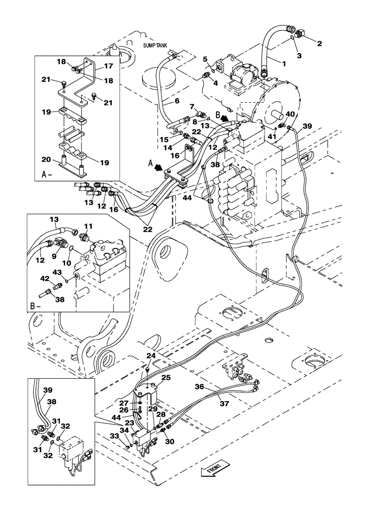 Схема запчастей Case CX250C - (08-034[00]) - HYDRAULIC CIRCUIT - SMALL FLOW - WITH VALVE, SOLENOID (08) - HYDRAULICS