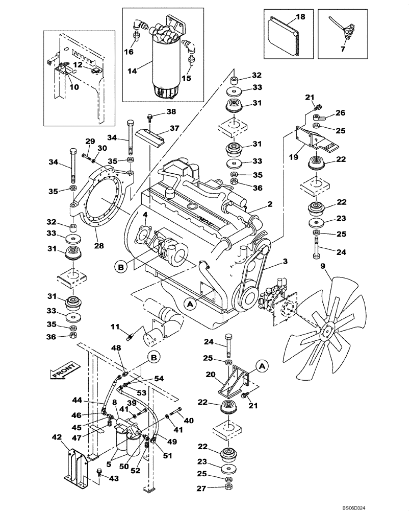 Схема запчастей Case CX800 - (02-001-00[01]) - ENGINE MOUNTING - ENGINE (02) - ENGINE