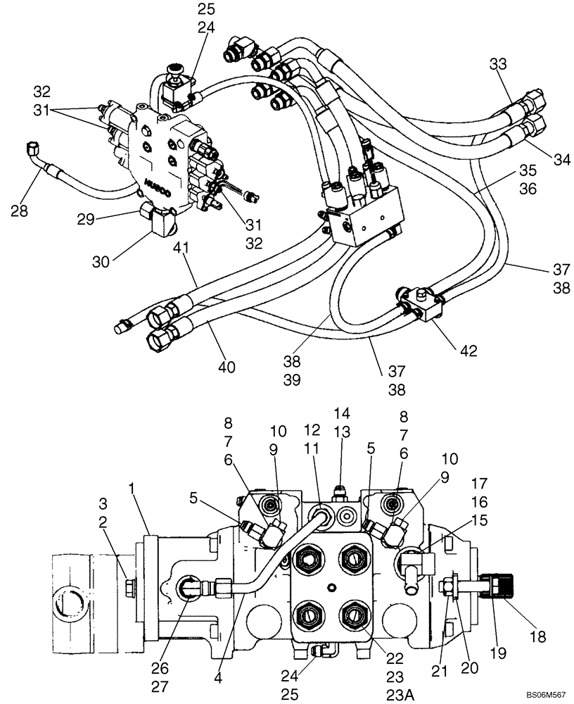 Схема запчастей Case 450CT - (06-12A) - HYDROSTATICS - PUMP, SUPPLY AND RETURN, FITTINGS (450CT WITH PILOT CONTROL) (06) - POWER TRAIN