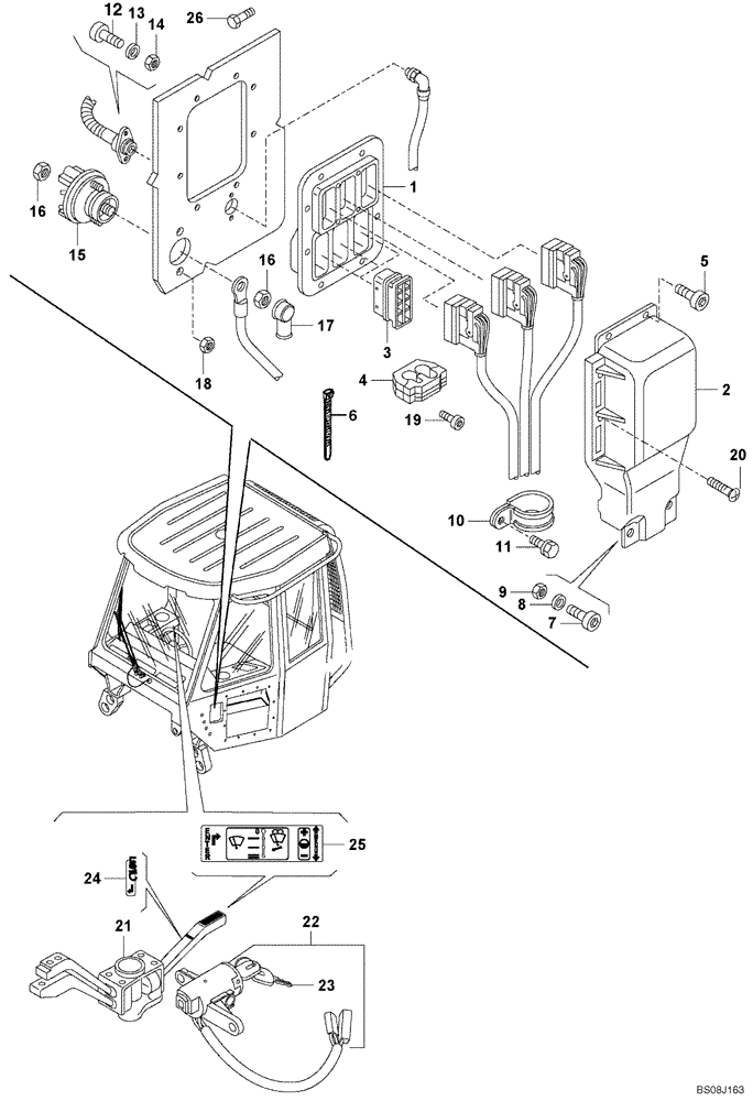 Схема запчастей Case 335 - (67A00011454[001]) - VARIOUS ELECTRICAL EQUIPMENTS (87518799) (13) - Electrical System / Decals