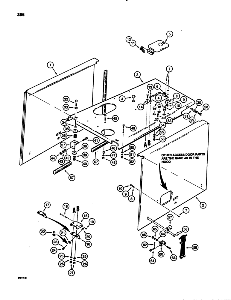 Схема запчастей Case 780B - (356) - HOOD AND ENGINE SIDE PANELS (09) - CHASSIS/ATTACHMENTS