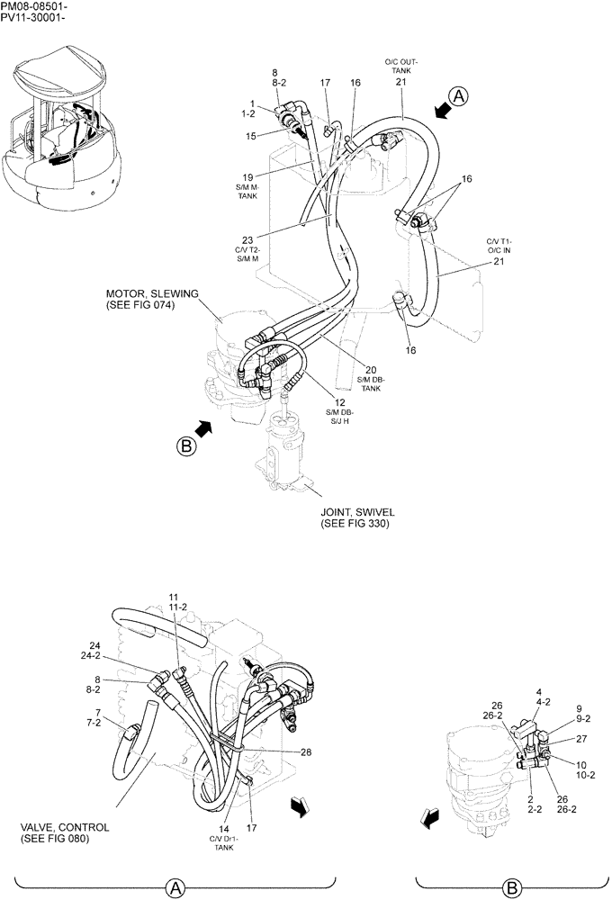 Схема запчастей Case CX27B - (01-025) - HYD LINES, RETURN (35) - HYDRAULIC SYSTEMS