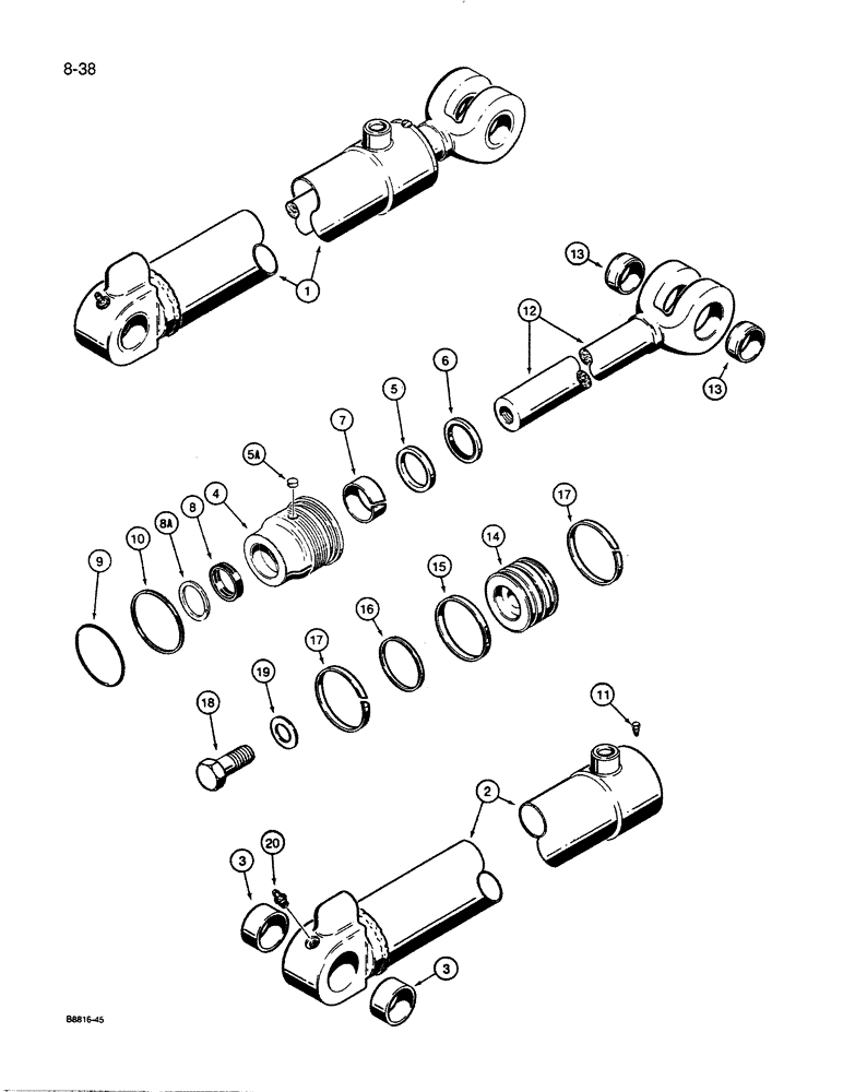 Схема запчастей Case 455C - (8-38) - LOADER LIFT CYLINDER (08) - HYDRAULICS