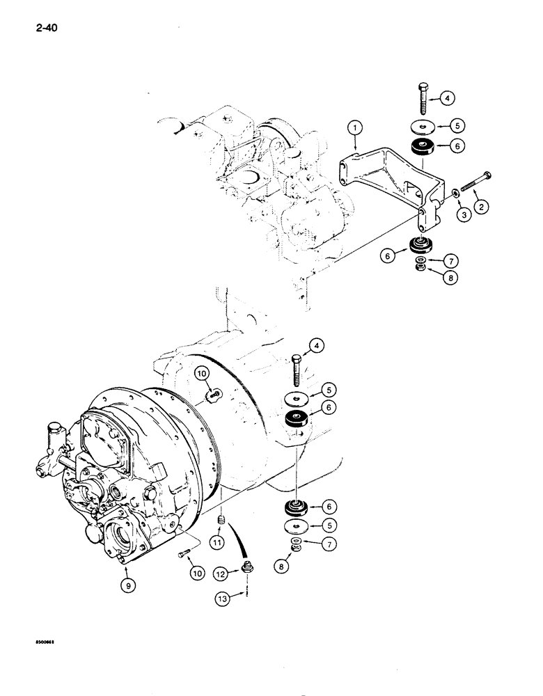 Схема запчастей Case 850D - (2-40) - ENGINE, FLYWHEEL, AND TORQUE CONVERTER MOUNTING (02) - ENGINE