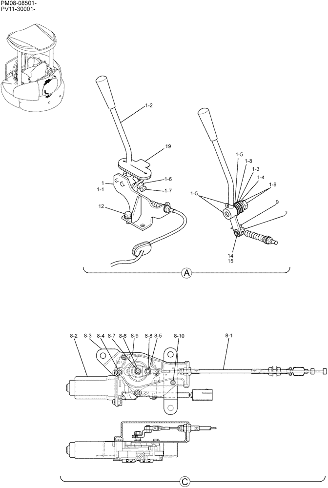 Схема запчастей Case CX27B - (01-016) - CONTROL ASSY, ENGINE (WITH DECEL) (10) - ENGINE