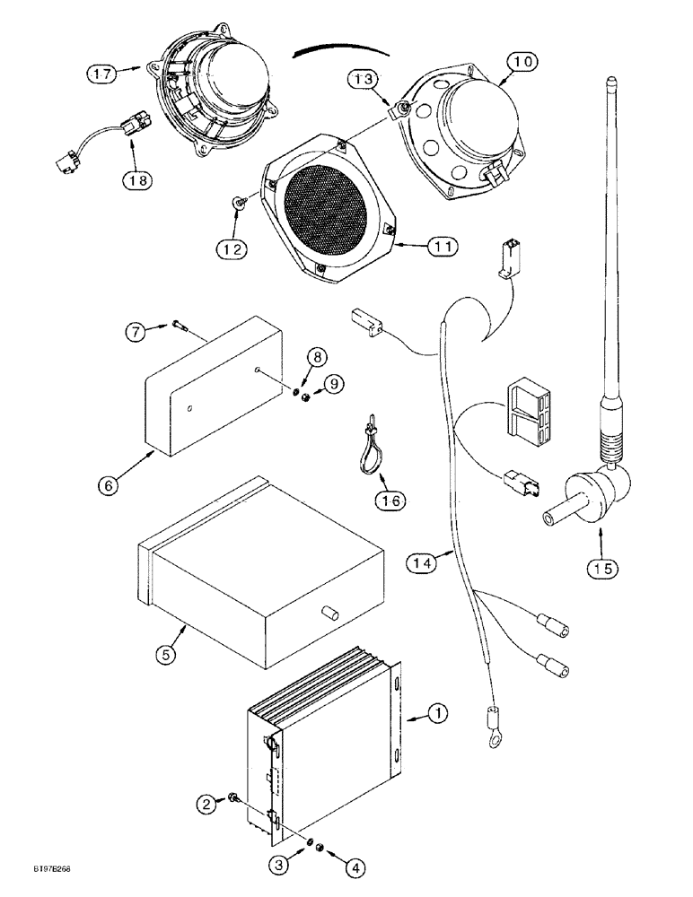 Схема запчастей Case 590L - (4-44) - RADIO, ANTENNA AND TAPE PLAYER (04) - ELECTRICAL SYSTEMS