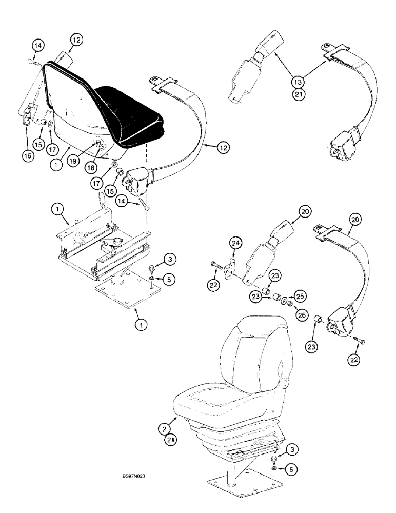 Схема запчастей Case 570LXT - (9-083) - SEATS AND MOUNTING PARTS, 570LXT MODELS (09) - CHASSIS/ATTACHMENTS