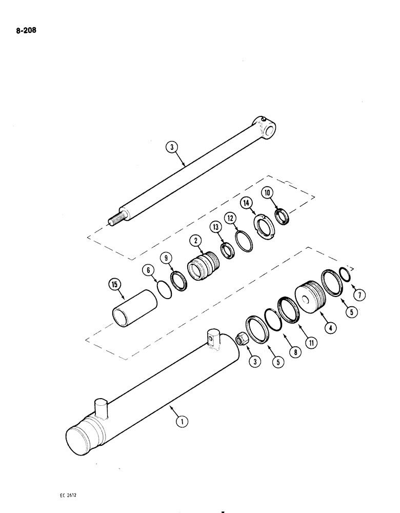 Схема запчастей Case 1818 - (8-208) - LOADER LIFT CYLINDER (08) - HYDRAULICS