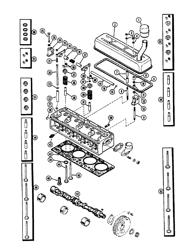 Схема запчастей Case 530CK - (008) - CYLINDER HEAD ASSEMBLY, (159) SPARK IGNITION ENGINE (10) - ENGINE