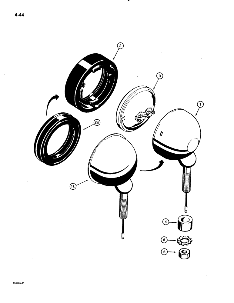 Схема запчастей Case 480E LL - (4-44) - TRACTOR LAMPS, D88684 REAR FLOOD LAMP (04) - ELECTRICAL SYSTEMS