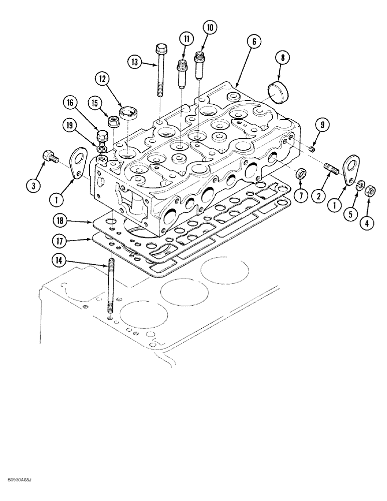 Схема запчастей Case 1818 - (2-16) - CYLINDER HEAD, DIESEL MODELS (02) - ENGINE