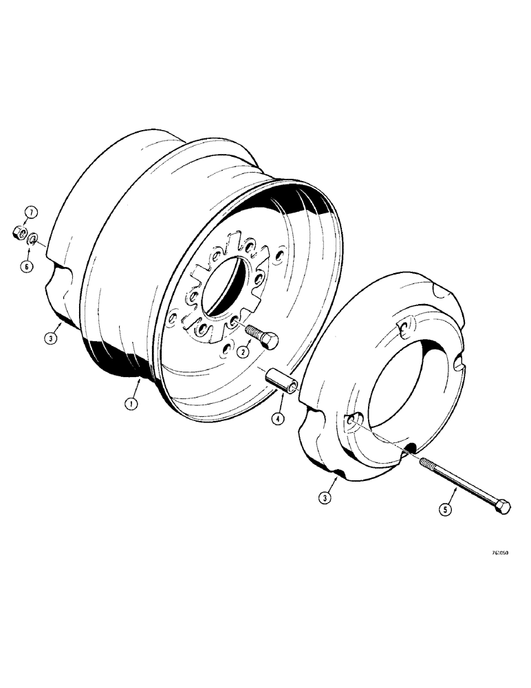 Схема запчастей Case 380CK - (068) - FRONT WHEELS AND WHEEL WEIGHTS (05) - STEERING