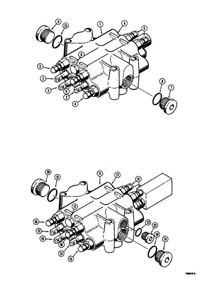 Схема запчастей Case 350B - (208) - THREE SPOOL CONTROL VALVES, LOADER MODELS (07) - HYDRAULIC SYSTEM