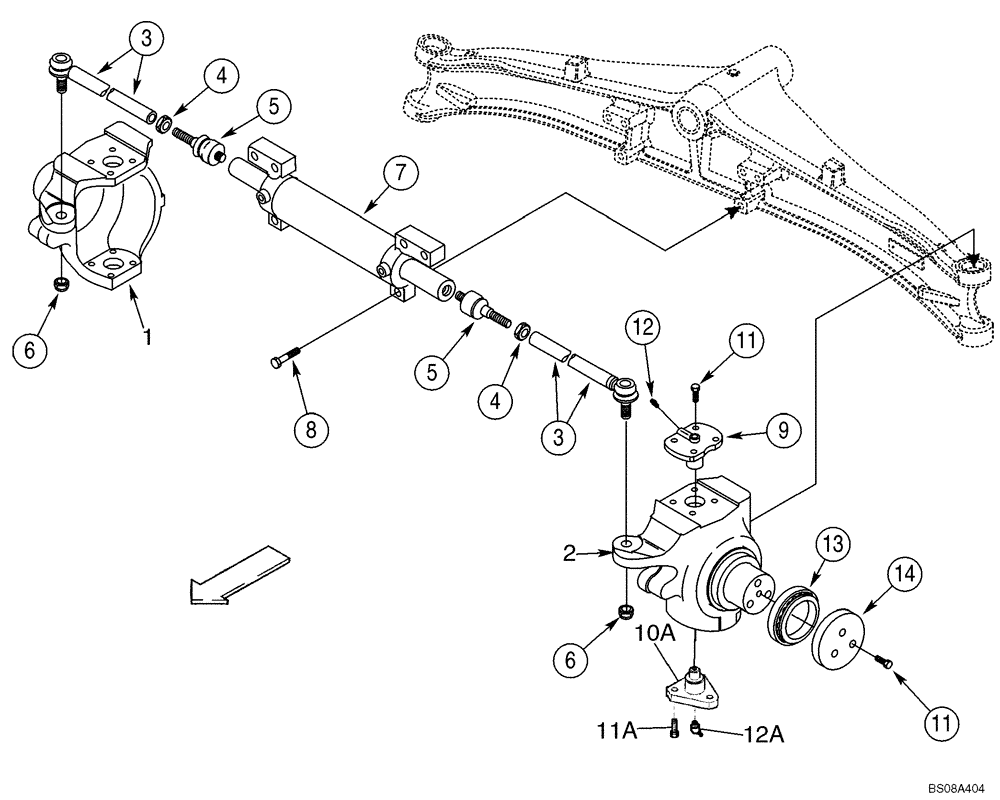 Схема запчастей Case 588G - (05-07) - AXLE, REAR (2WD) - HOUSING, SWIVEL (05) - STEERING