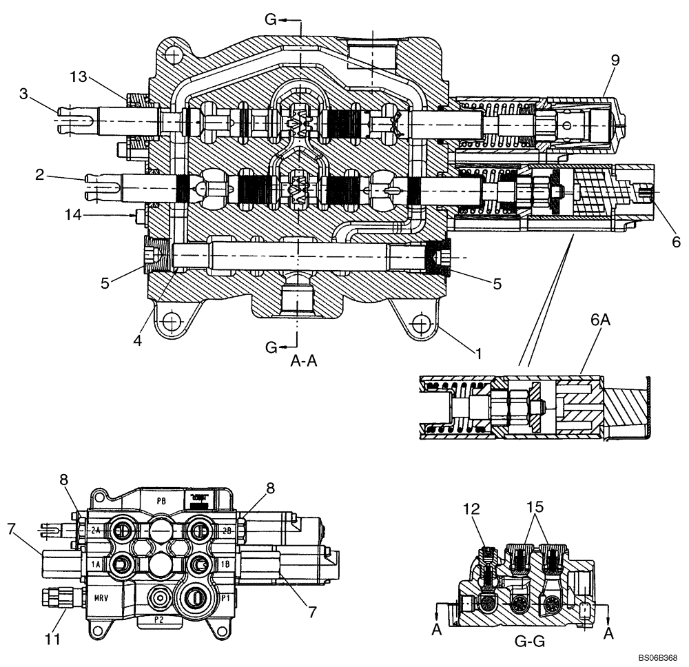 Схема запчастей Case 590SM - (08-34) - VALVE ASSY - LOADER CONTROL, TWO SPOOL (WITHOUT PILOT CONTROLS) (08) - HYDRAULICS