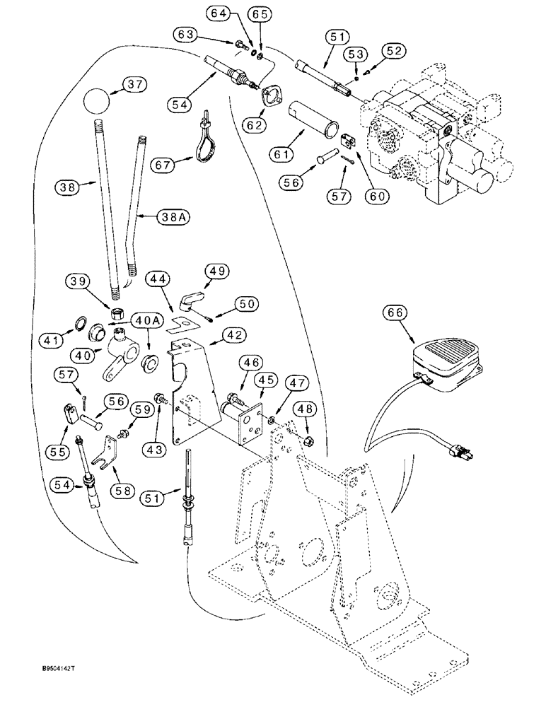 Схема запчастей Case 580L - (8-046) - BACKHOE AUXILIARY HYDRAULICS, CONTROL LEVERS TO AUXILIARY VALVE (08) - HYDRAULICS