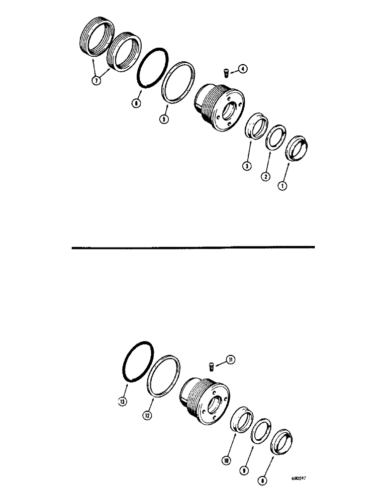 Схема запчастей Case 680CK - (268) - CYLINDER PACKING KITS, 4-1/2" CYLINDER TUBE I.D. X 2-1/4" PISTON ROD (35) - HYDRAULIC SYSTEMS