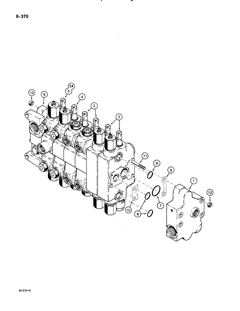 Схема запчастей Case 580K - (08-370) - BACKHOE CONTROL VALVES, MODELS WITHOUT EXTENDABLE DIPPER (08) - HYDRAULICS