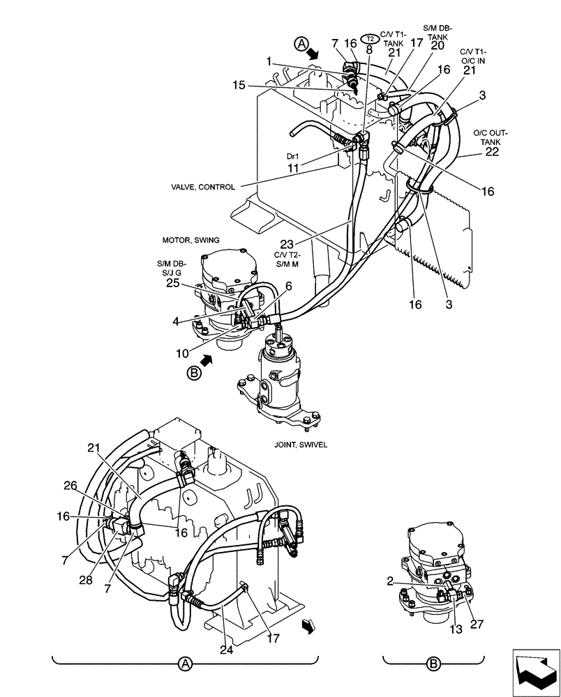 Схема запчастей Case CX31B - (01-039[00]) - HYD LINES, RETURN (35) - HYDRAULIC SYSTEMS