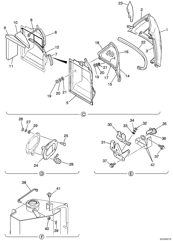 Схема запчастей Case CX36 - (09-15[00]) - COVER AND LOCK ASSY (09) - CHASSIS/ATTACHMENTS