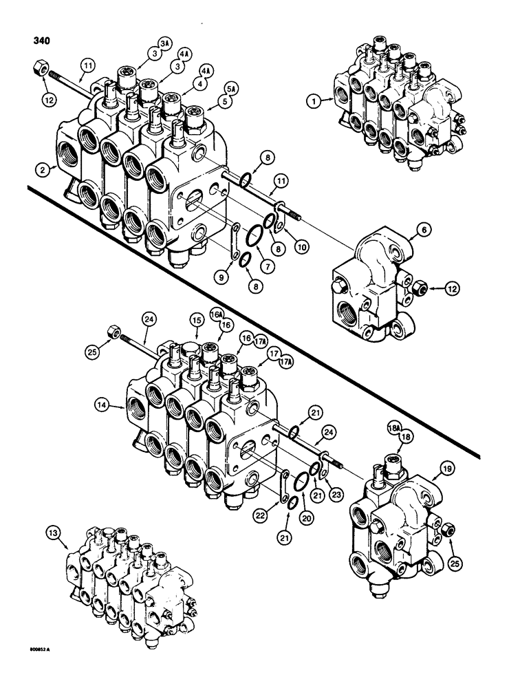 Схема запчастей Case 580SD - (340) - BACKHOE CONTROL VALVES, NOT USED ON SUPER D MODELS (08) - HYDRAULICS