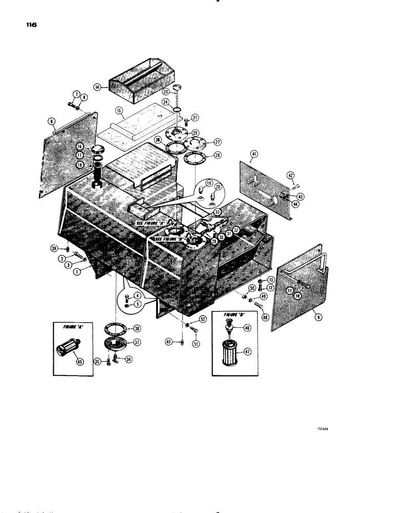 Схема запчастей Case 1150 - (116) - FUEL AND HYDRAULIC TANK ASSEMBLIES (07) - HYDRAULIC SYSTEM