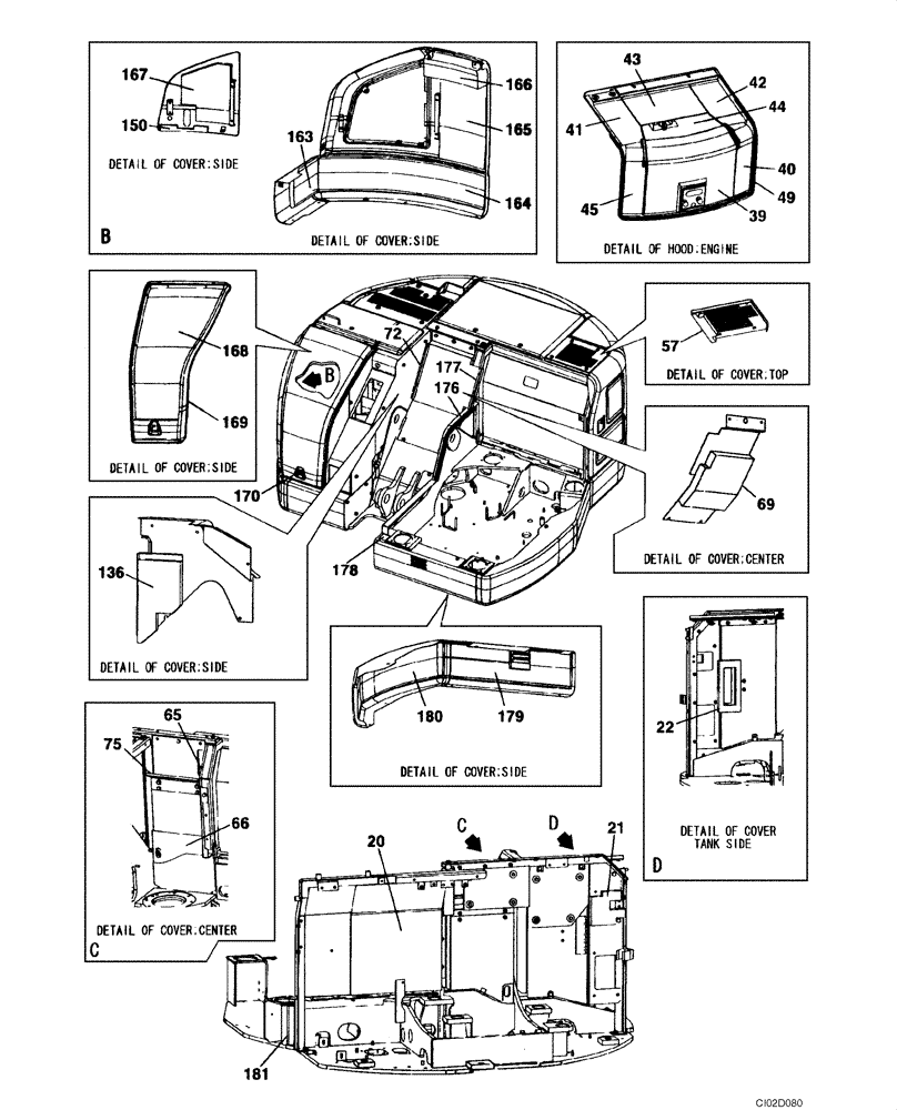 Схема запчастей Case CX75SR - (09-10) - SOUNDPROOFING (09) - CHASSIS/ATTACHMENTS