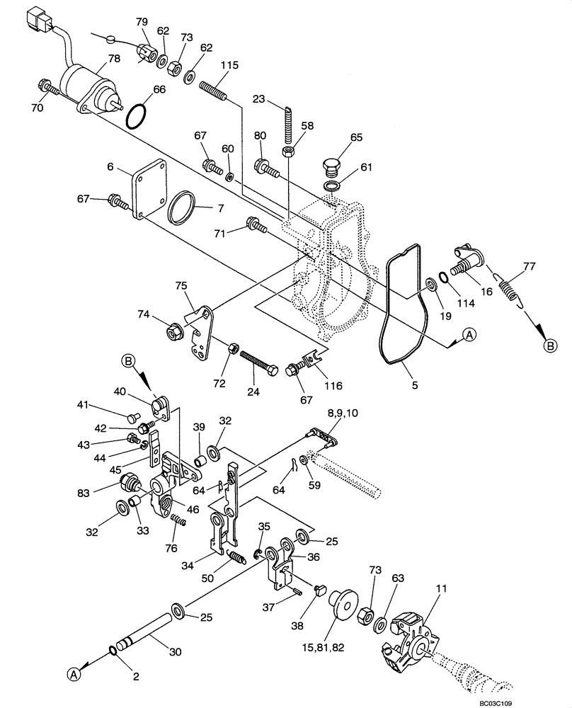 Схема запчастей Case CX31 - (03-06[00]) - GOVERNOR, FUEL INJECTION PUMP (03) - FUEL SYSTEM