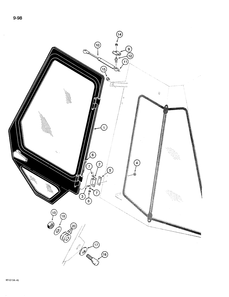 Схема запчастей Case 780D - (9-098) - CAB DOOR MOUNTING (09) - CHASSIS/ATTACHMENTS