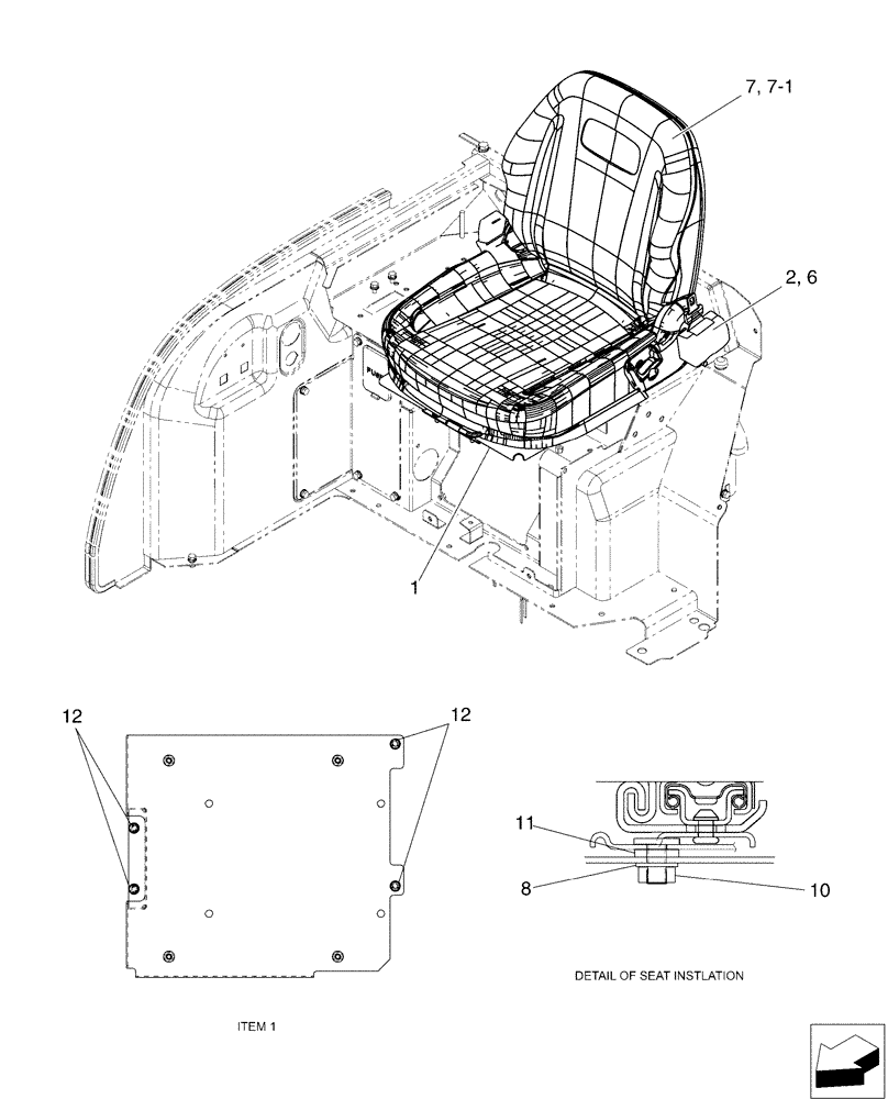 Схема запчастей Case CX50B - (01-066) - SEAT INSTAL (90) - PLATFORM, CAB, BODYWORK AND DECALS