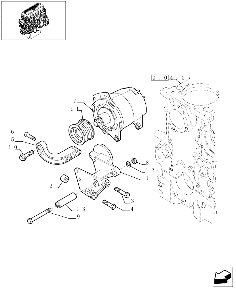 Схема запчастей Case F3BE0684E B001 - (0.40.0[01]) - ALTERNATOR (500389442) 