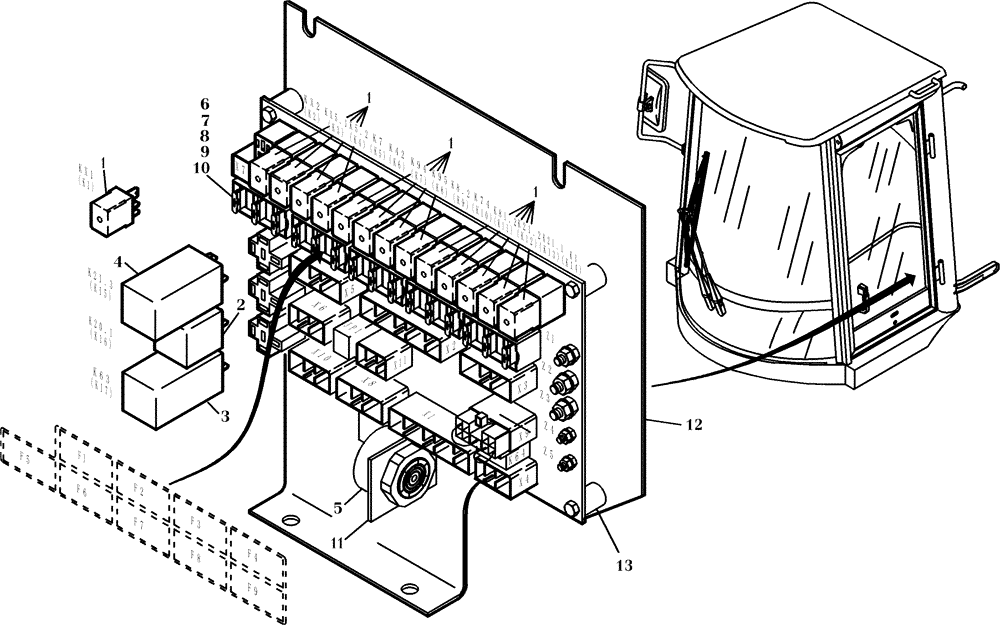 Схема запчастей Case 221D - (32.152[001]) - CENTRAL ELECTRONIC (S/N 581101-UP) (55) - ELECTRICAL SYSTEMS