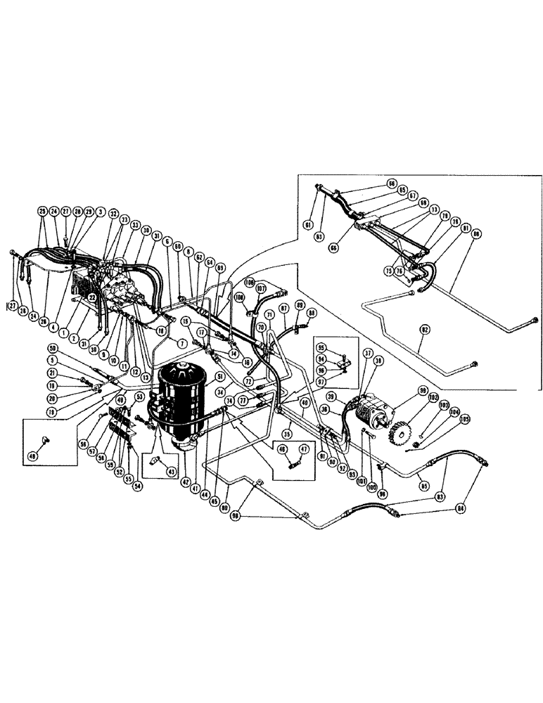 Схема запчастей Case 800 - (142) - HYDRAULIC SYSTEM, (USED UP TO SERIAL #7081201), HYDRAULIC BRAKE LINE SYSTEM (07) - HYDRAULIC SYSTEM