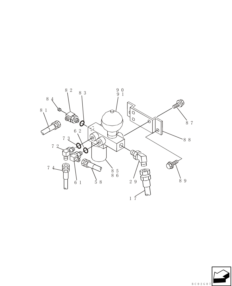 Схема запчастей Case CX210 - (08-28) - ACCUMULATOR - PILOT PRESSURE, RETURN LINES (Nov 3 2009 8:16AM) (08) - HYDRAULICS