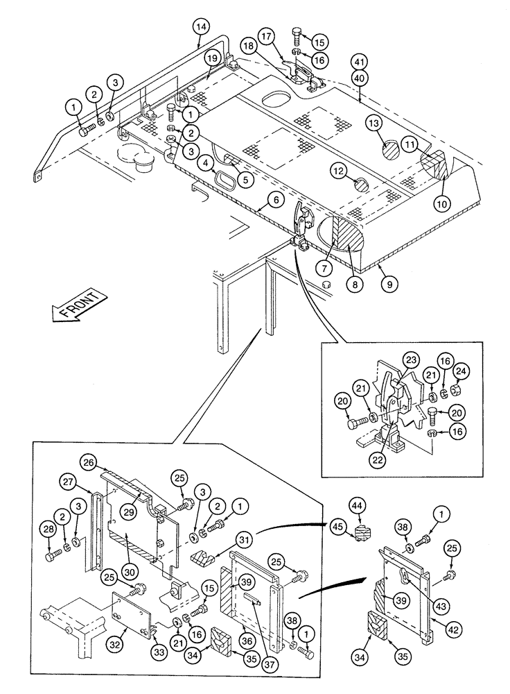 Схема запчастей Case 9020 - (9-12) - UPPER STRUCTURE, HOOD AND INSULATION PADS (09) - CHASSIS