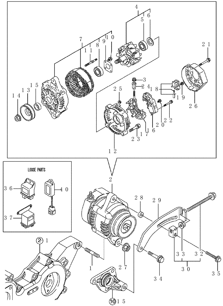 Схема запчастей Case CX50B - (4TNV88-BXYB-34[1]) - GENERATOR (10) - ENGINE