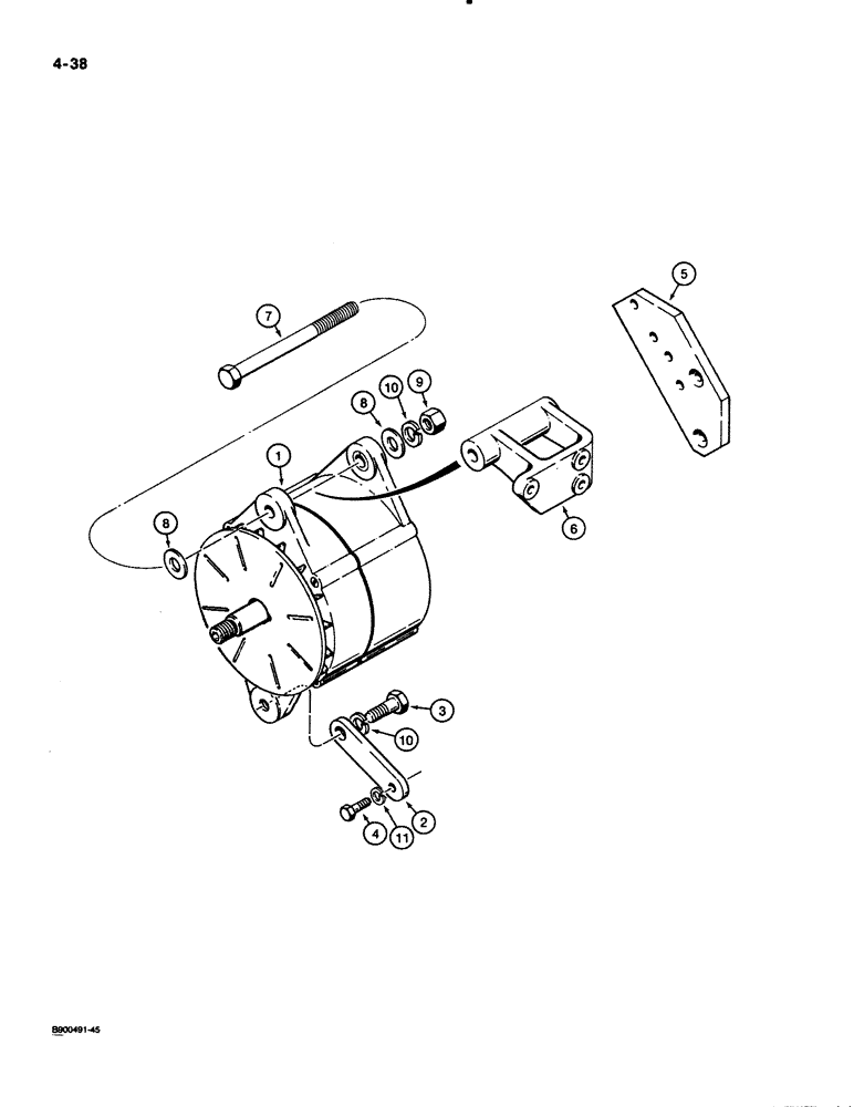 Схема запчастей Case 621 - (4-38) - 65 AMP ALTERNATOR AND MOUNTING PARTS (04) - ELECTRICAL SYSTEMS