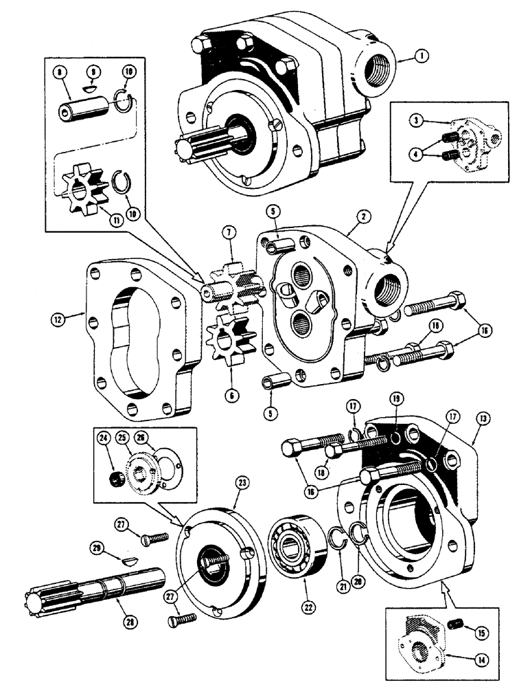 Схема запчастей Case 600 - (300) - HYDRAULIC PUMP ASSEMBLY, BODY, COVERS, BEARINGS, GEARS, SEALS (07) - HYDRAULIC SYSTEM