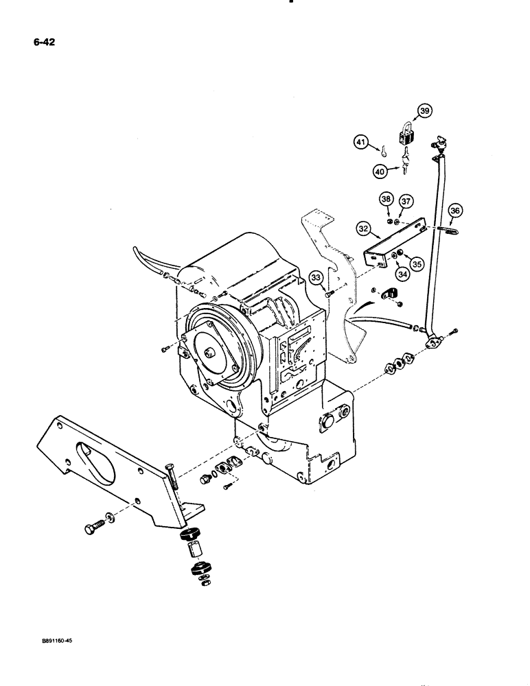 Схема запчастей Case 621 - (6-042) - TRANSMISSION MOUNTING AND SIGHT GAUGE, P.I.N. JAK0020901 AND AFTER (06) - POWER TRAIN