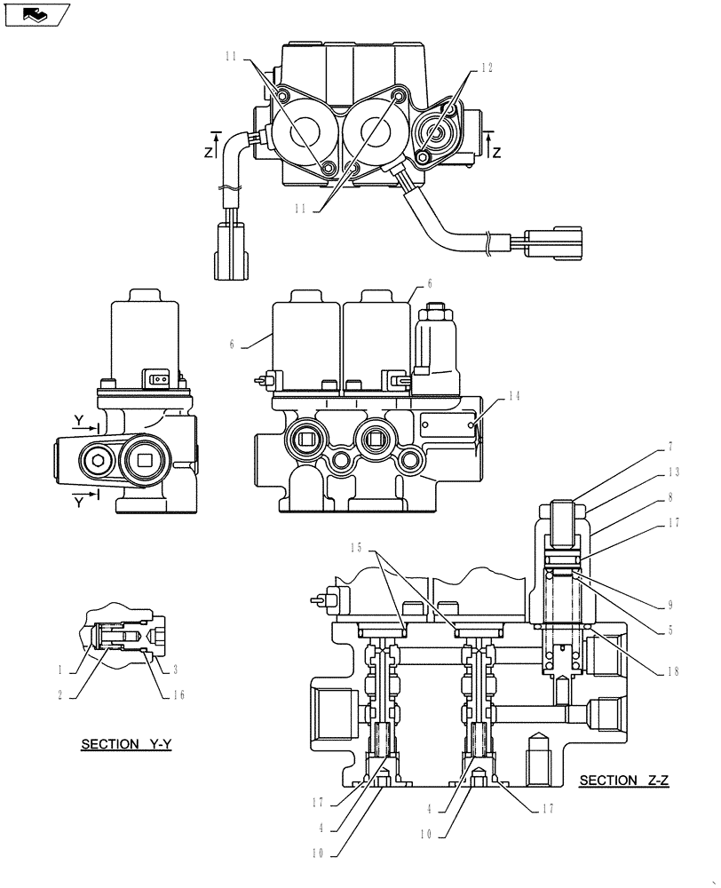 Схема запчастей Case CX55BMSR - (01-042[03]) - CONTROL LINES, VALVE (ROTARY) (35) - HYDRAULIC SYSTEMS