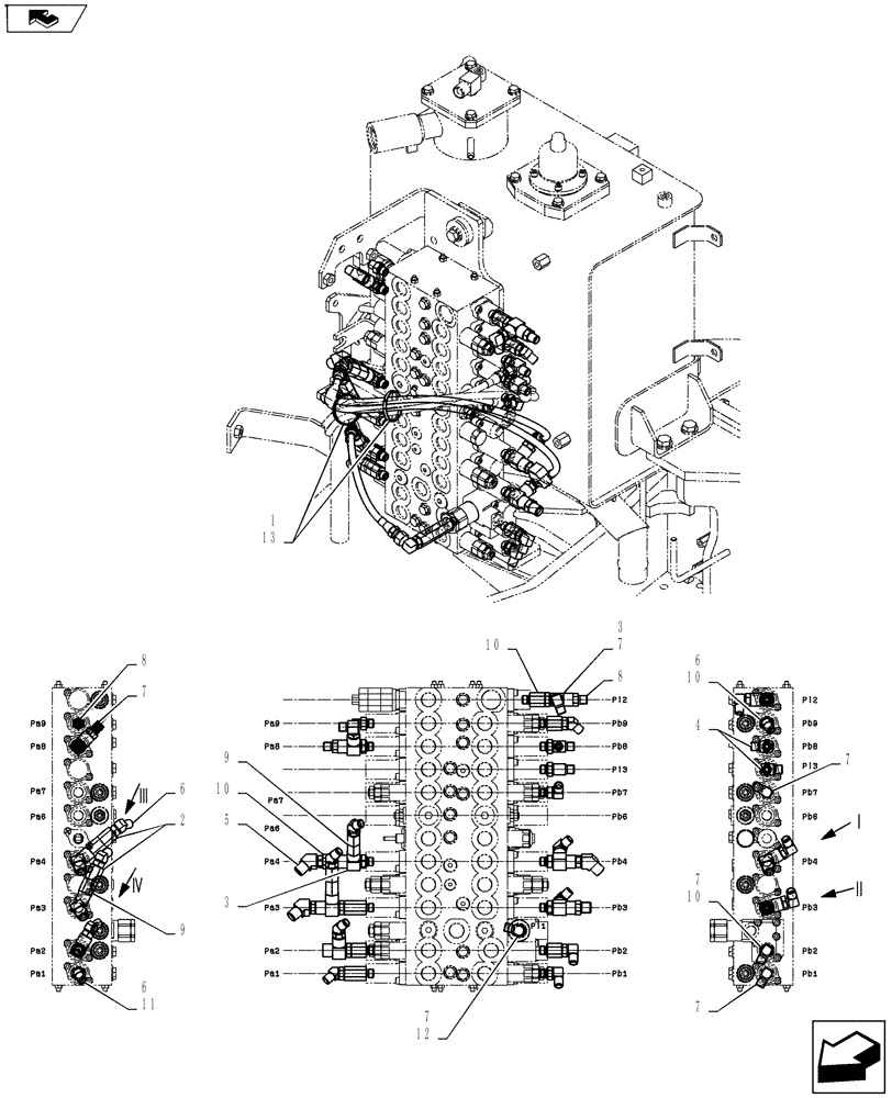 Схема запчастей Case CX55BMSR - (01-040[01]) - CONTROL LINES, MAIN (35) - HYDRAULIC SYSTEMS