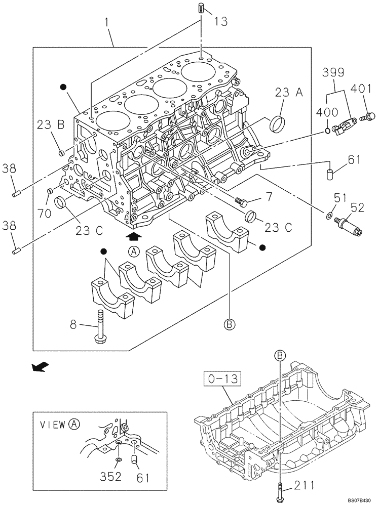 Схема запчастей Case CX130B - (02-12) - CYLINDER BLOCK (02) - ENGINE