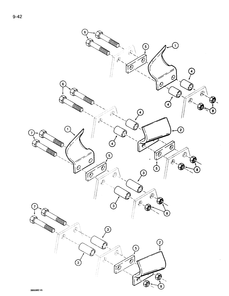 Схема запчастей Case 360 - (9-042) - STANDARD DIGGING TEETH (09) - CHASSIS/ATTACHMENTS