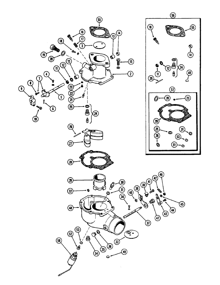 Схема запчастей Case W8E - (054) - A24552 CARBURETOR, REAR INLET W/DRY TYPE AIR CLEANER (03) - FUEL SYSTEM