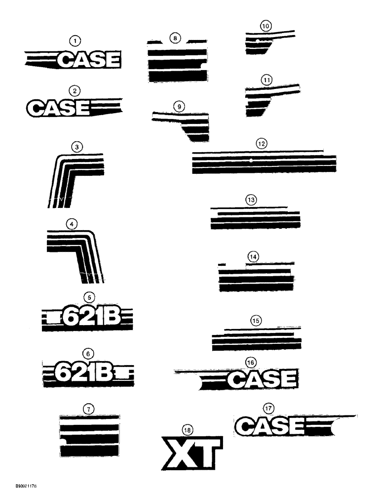 Схема запчастей Case 621B - (9-094) - DECALS, BROWN (09) - CHASSIS/ATTACHMENTS