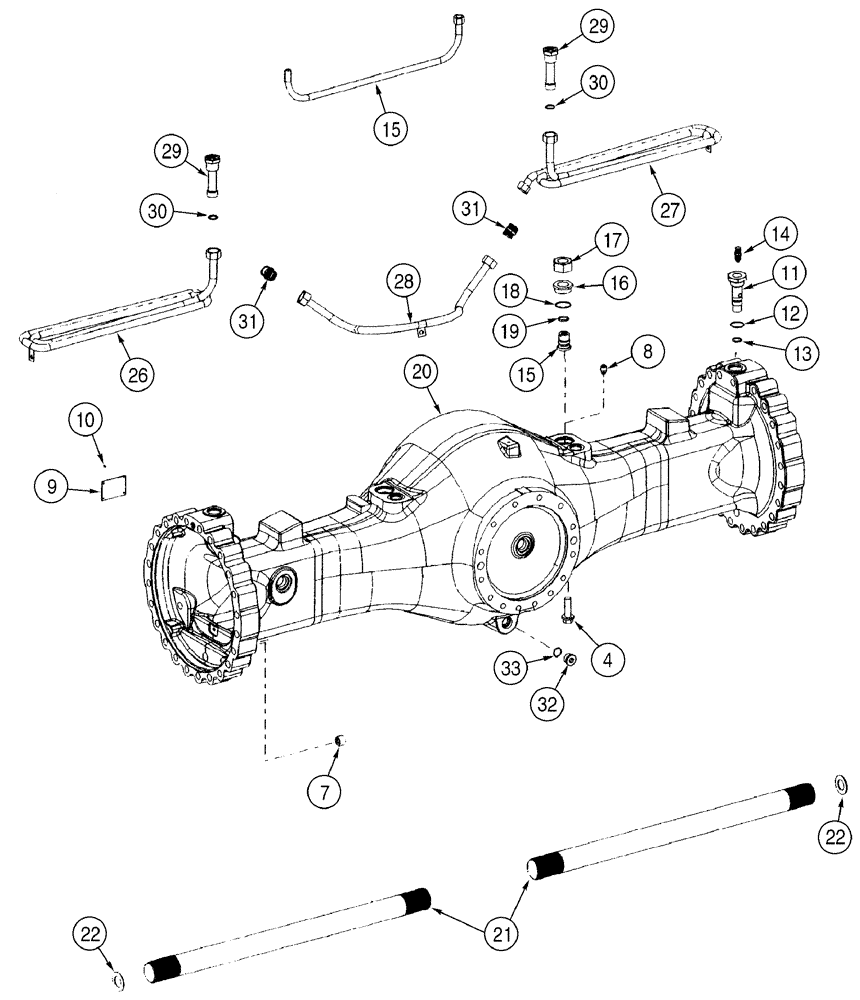 Схема запчастей Case 921C - (06-33) - AXLE, REAR - HOUSING JEE0123252- (06) - POWER TRAIN