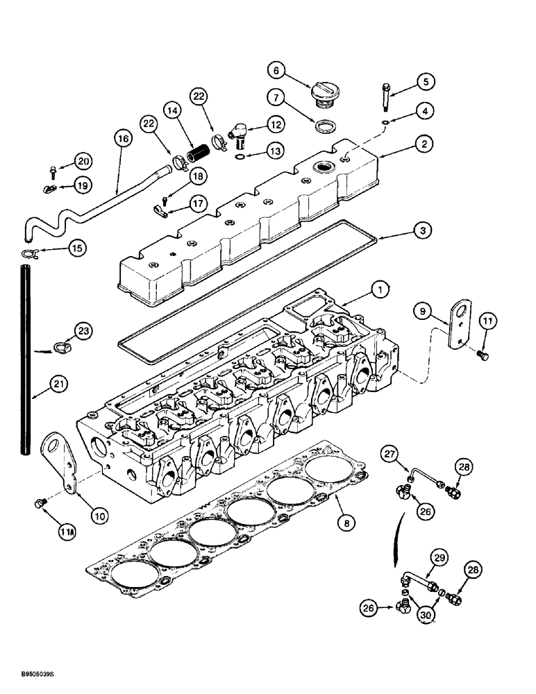 Схема запчастей Case 721B - (2-28) - CYLINDER HEAD COVER, 6T-830 ENGINE, PRIOR TO LOADER P.I.N. JEE053200 (02) - ENGINE